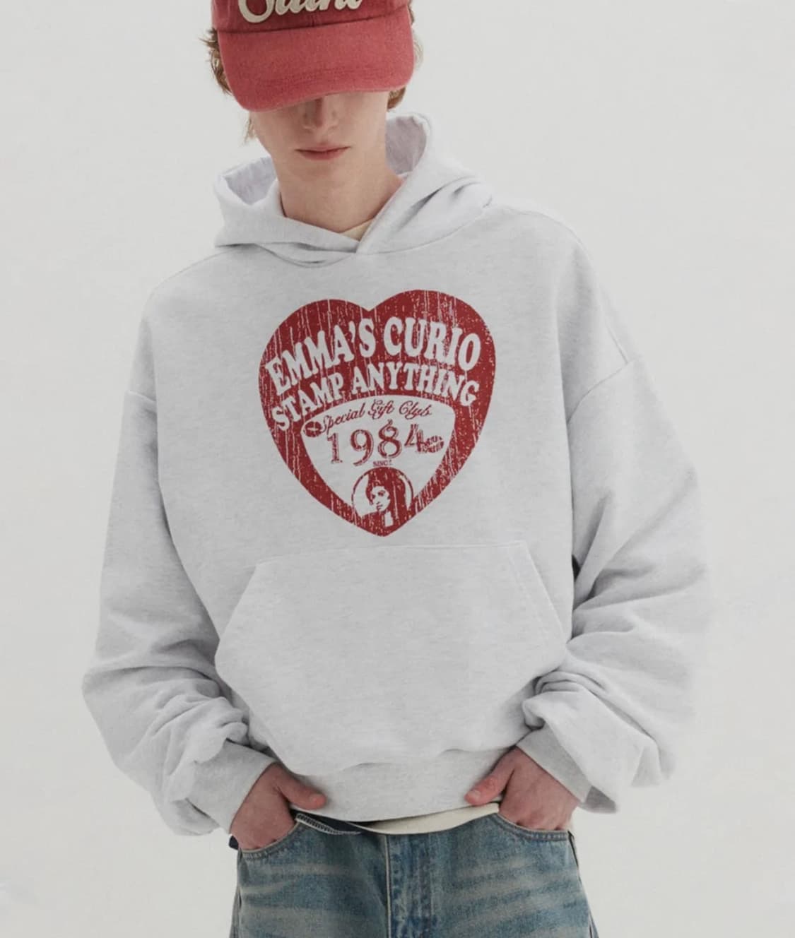 (L) DNSR 크롭 하트 후디 그레이 상품이미지1