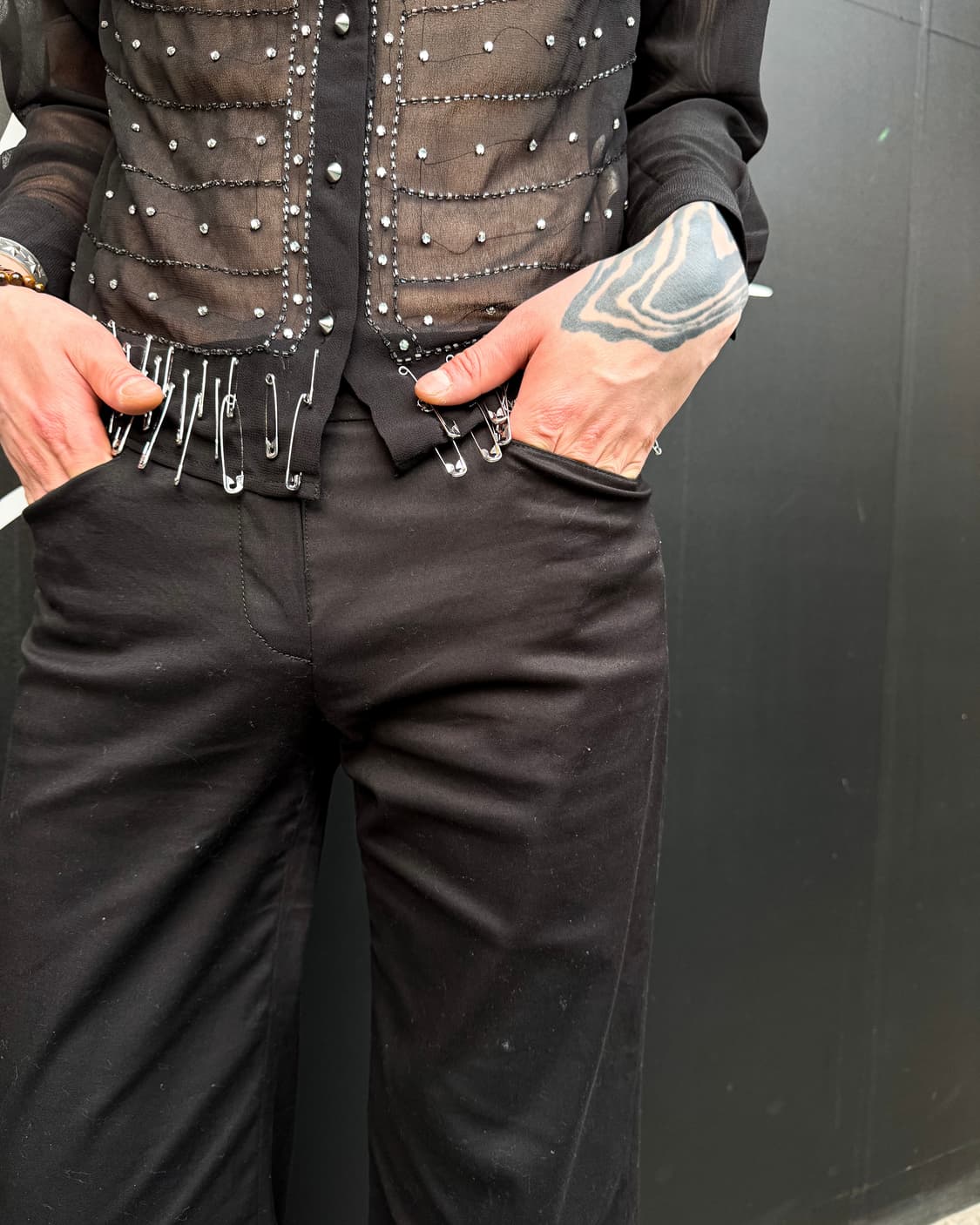 Black Wide Flare Slacks 상품이미지2