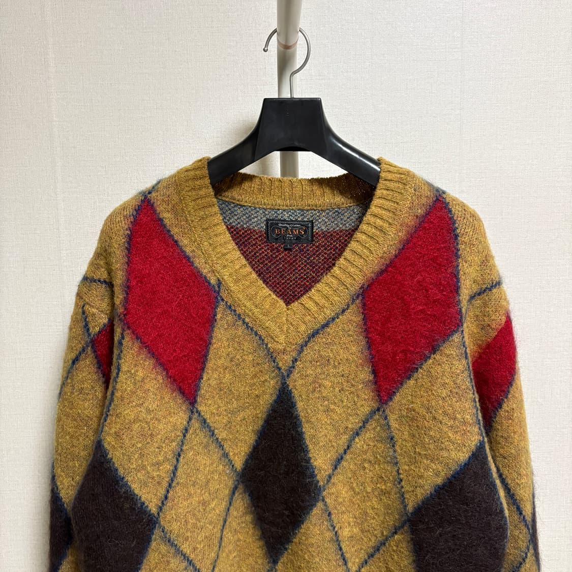 빔즈플러스 알파카 모헤어 V넥 스웨터 / 베이지, L 상품이미지2