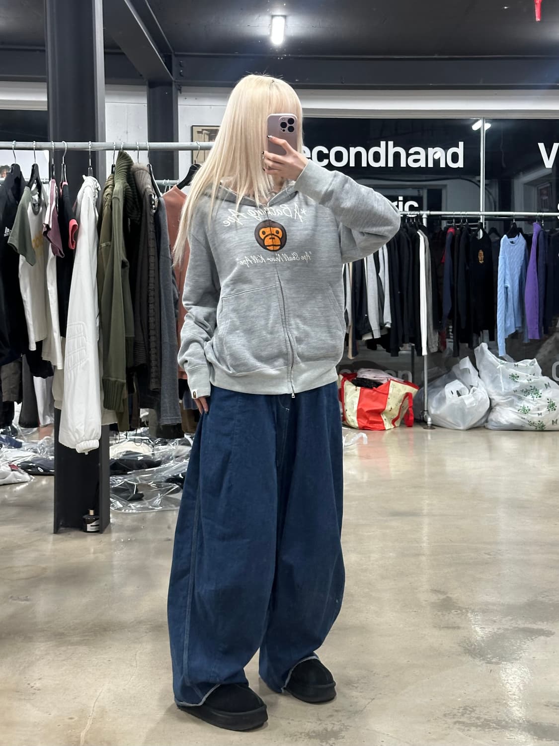 베이프 베이비 마일로 프린팅 풀집업 후드  상품이미지2