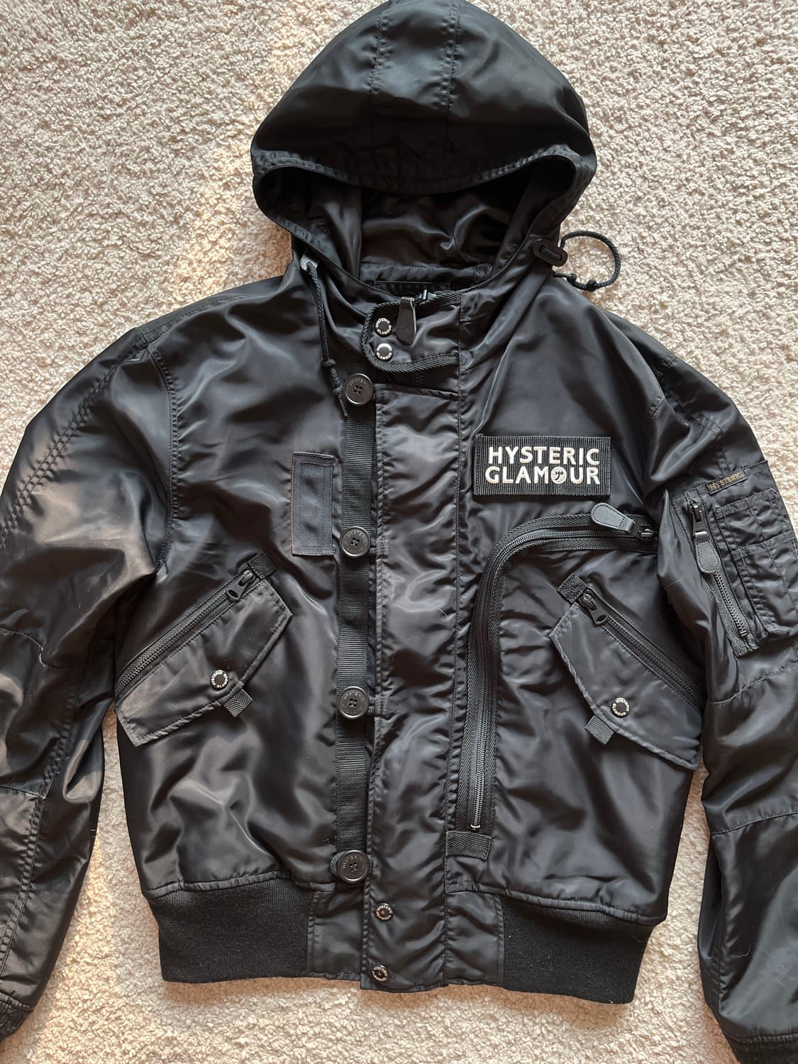 히스테릭 글래머 패치 포인트 밀리터리 블루종 오버사이즈 후드 봄버 자켓 상품이미지6