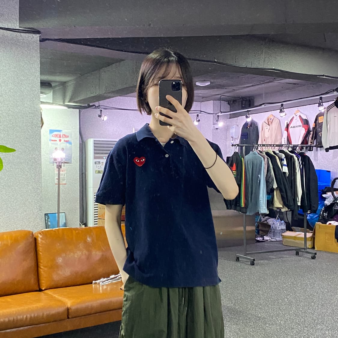 꼼데가르송 패치로고 네이비 피케티 B4554 상품이미지1