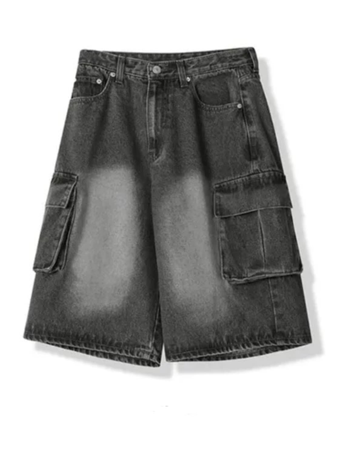 Wide Cargo Half Denim Pants Grey 상품이미지1