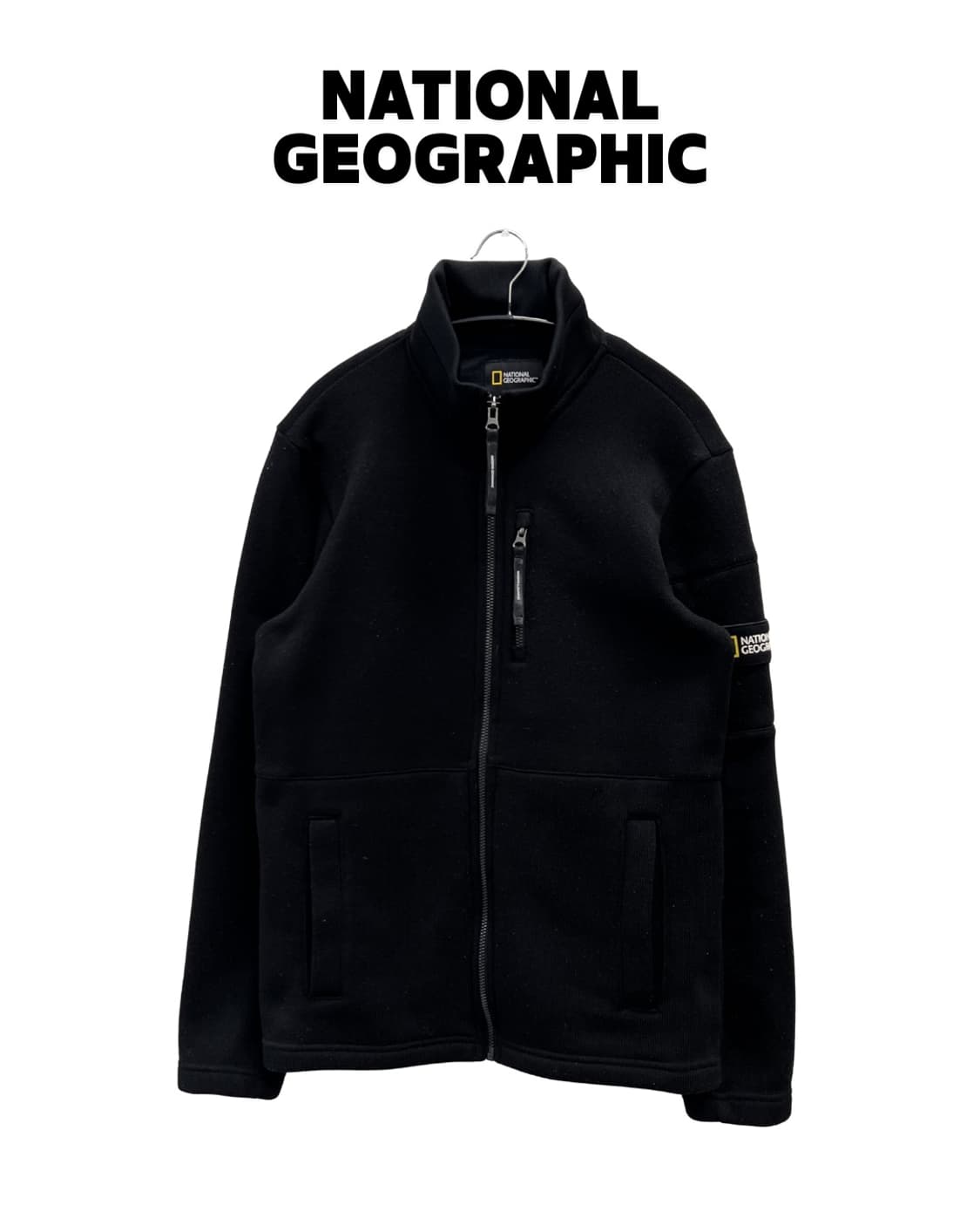 내셔널지오그래픽 니트집업 블랙 상품이미지1