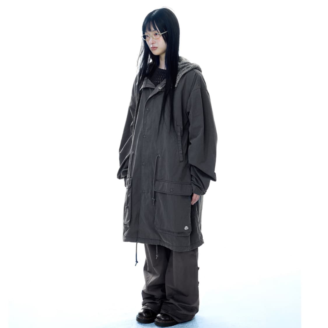 코이세이오 워시드 밀리터리 자켓 머드 차콜 야상 상품이미지3