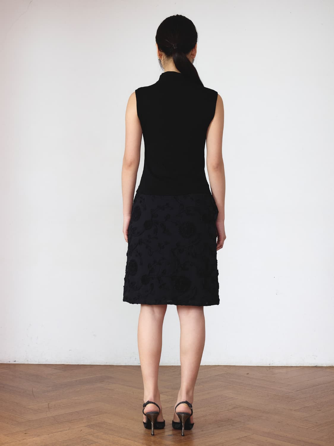 AMORSHAEE FLORAL MIDI SKIRT BK 상품이미지3