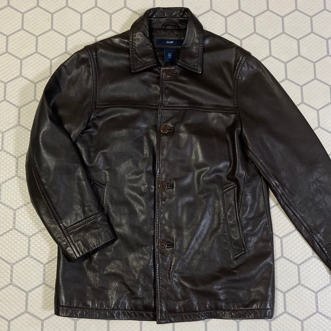 (M) 00s 갭 레더 카코트 다크 브라운 올드갭 상품이미지5