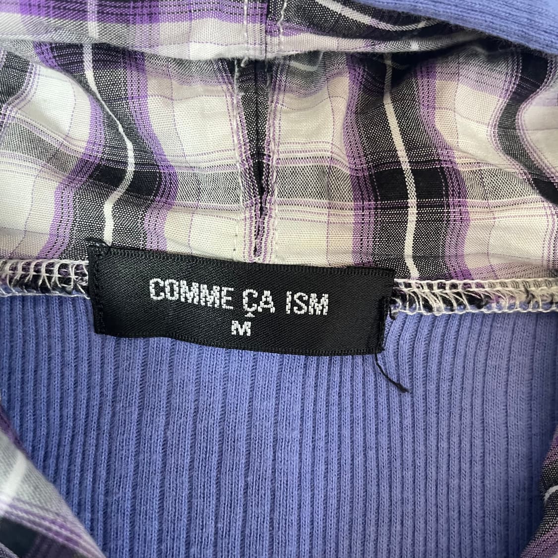  콤사이즘 보라 체크 니트 후드집업 M 상품이미지4