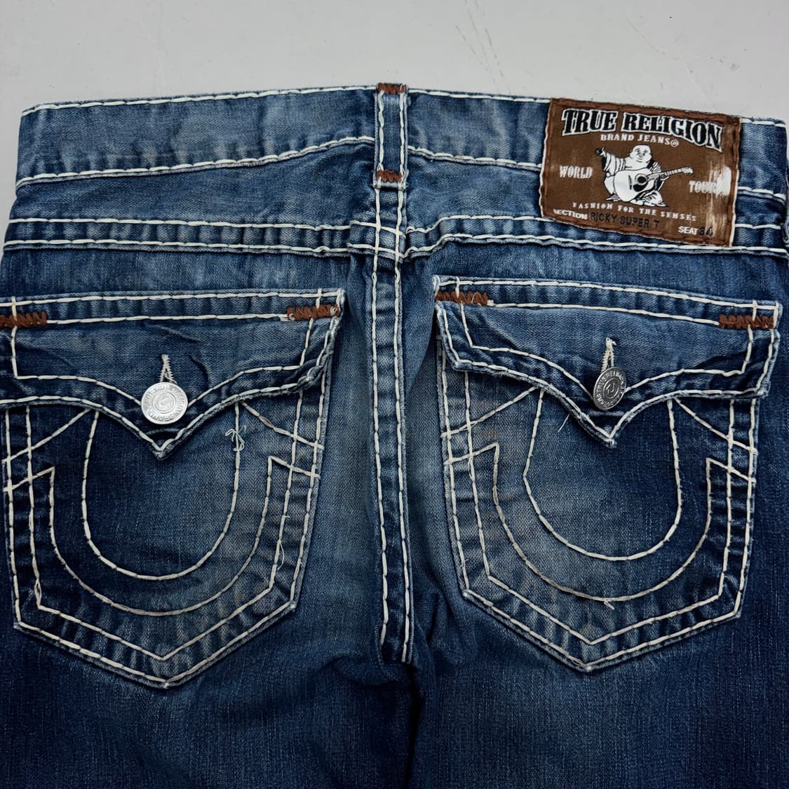 트루릴리전 Y2K 흰색스티치 리키슈퍼티 와이드 데님팬츠 상품이미지5