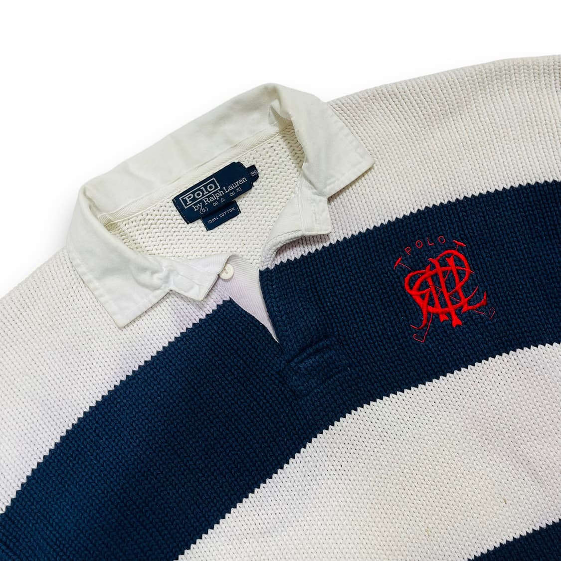 폴로 랄프로렌 80s 카라넥 배색 단가라 빈티지 니트 상품이미지2