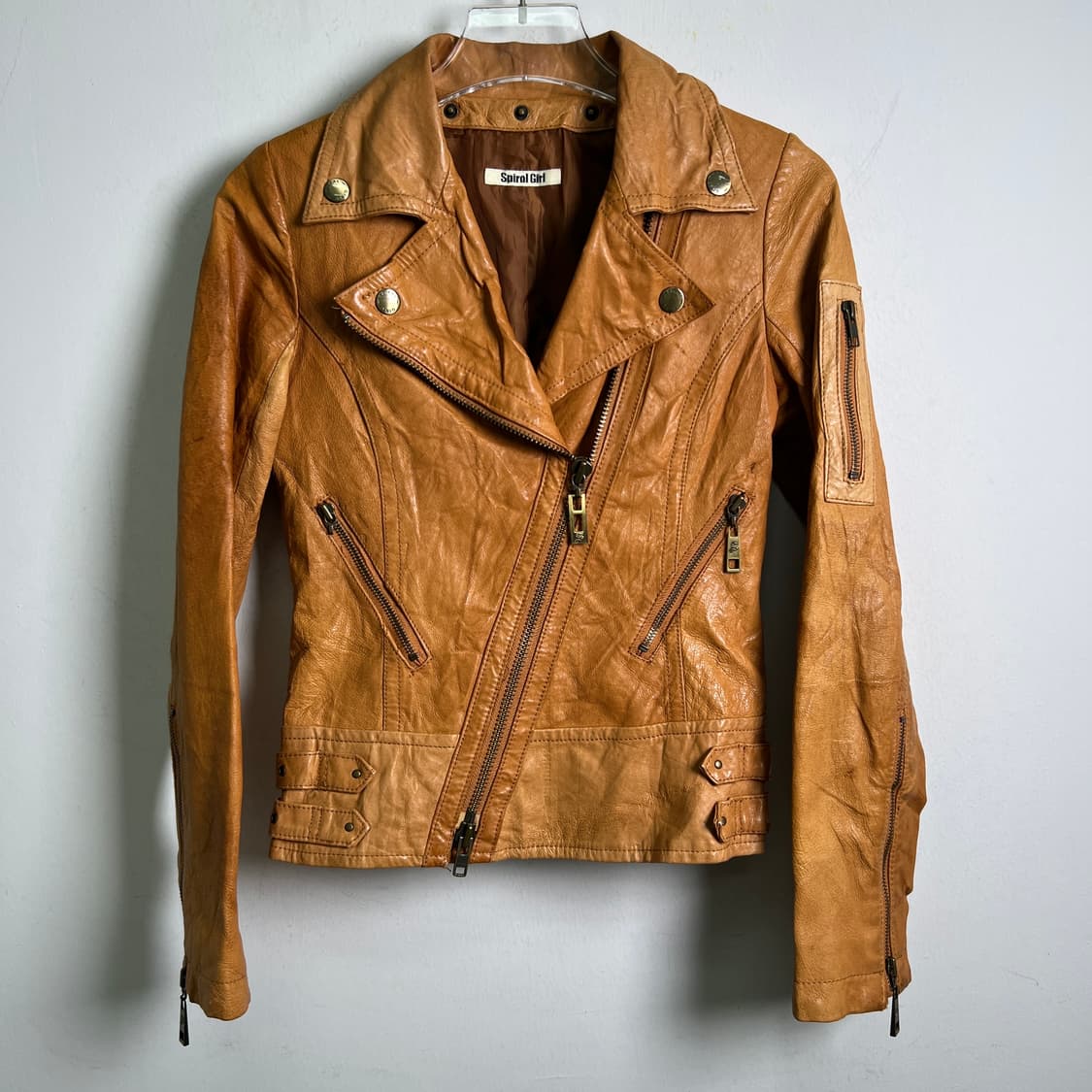 Spiral Girl 스파이럴걸 퍼 가죽 라이더 자켓 S 상품이미지5