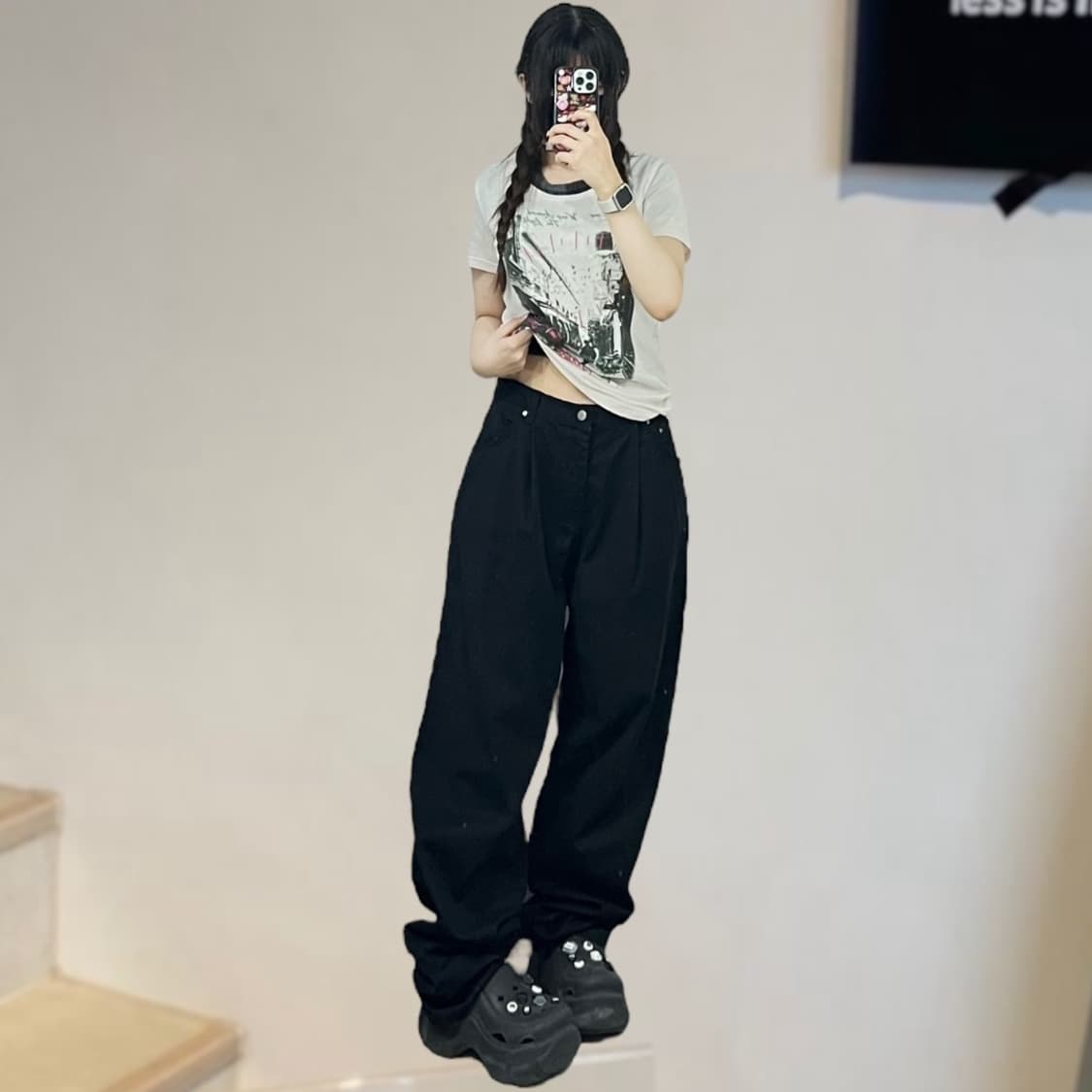 블랙 와이드 팬츠 상품이미지1