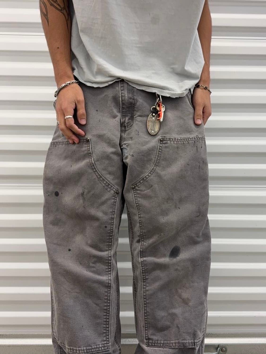 칼하트 더블니 워크팬츠 그레이 B136 상품이미지1