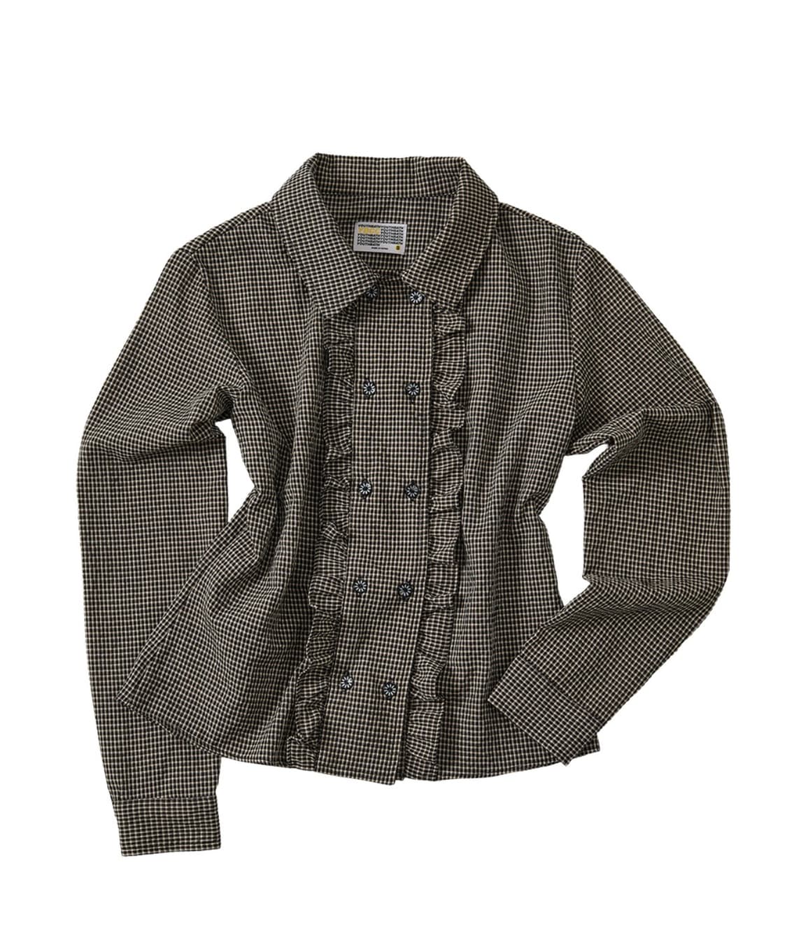 youthbath 유쓰배쓰 더블 버튼 프릴 체크 셔츠 s 상품이미지8