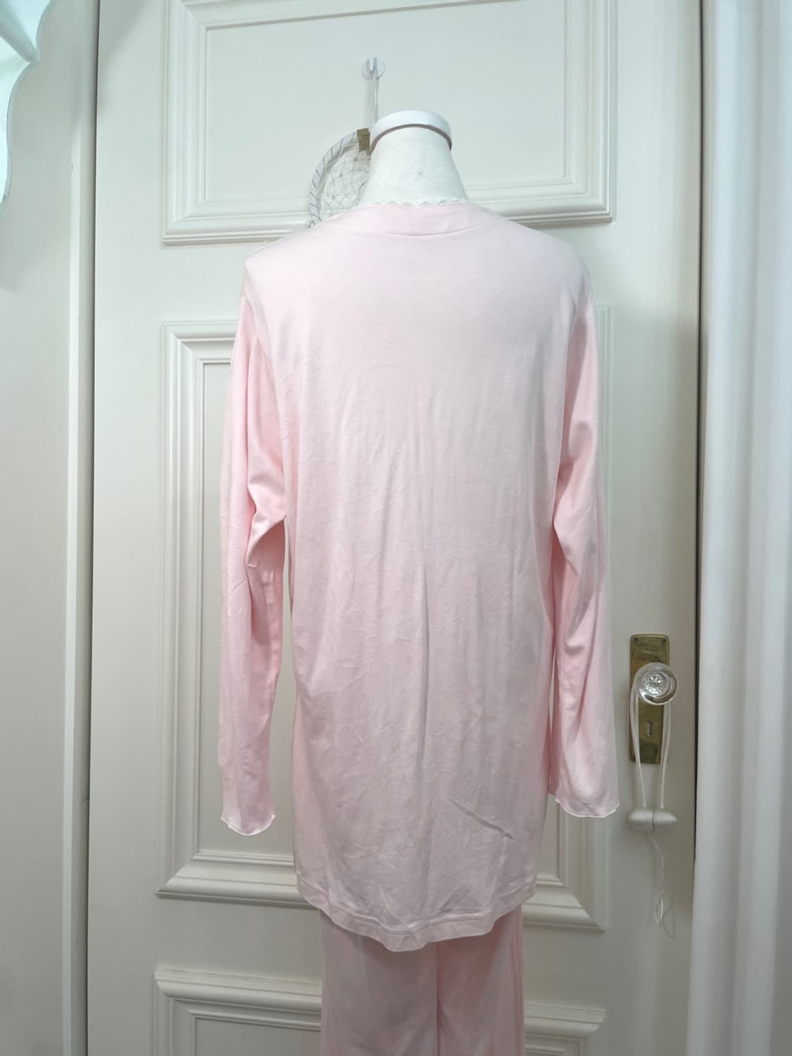 pink cotton lace point 3pcs pajama set 상품이미지8