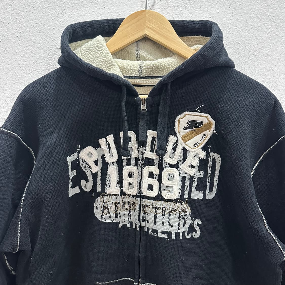 J.America 스티치 자수 와플 쉐르파 후드 집업L 상품이미지3