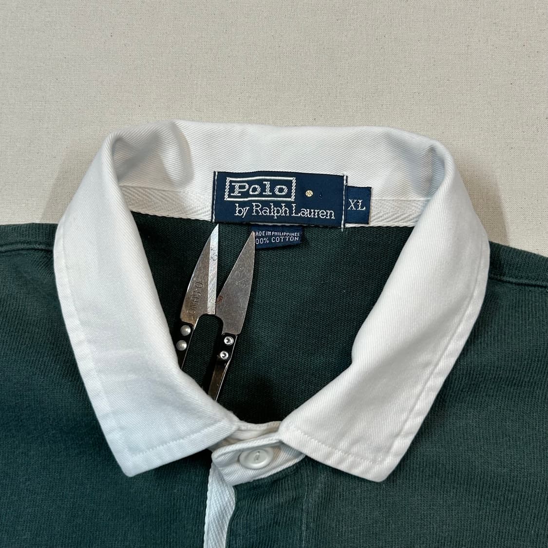XL) 폴로 랄프로렌 빈티지 그린 럭비티 긴팔 카라티 상품이미지7