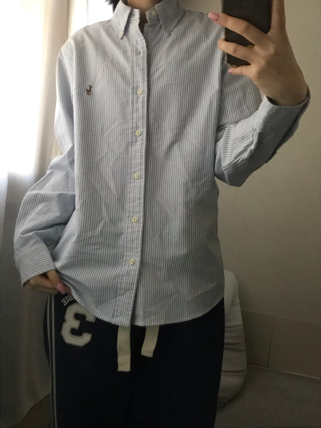 폴로 베이비블루 스트라이프 셔츠 상품이미지4