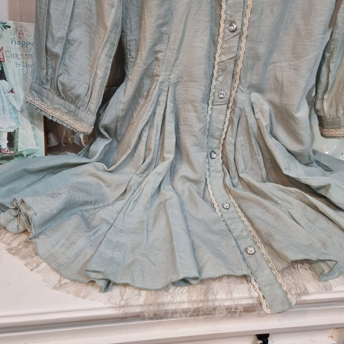 엑시즈팜(axes femme) 더스티민트 레이스 셔링 원피스 상품이미지4