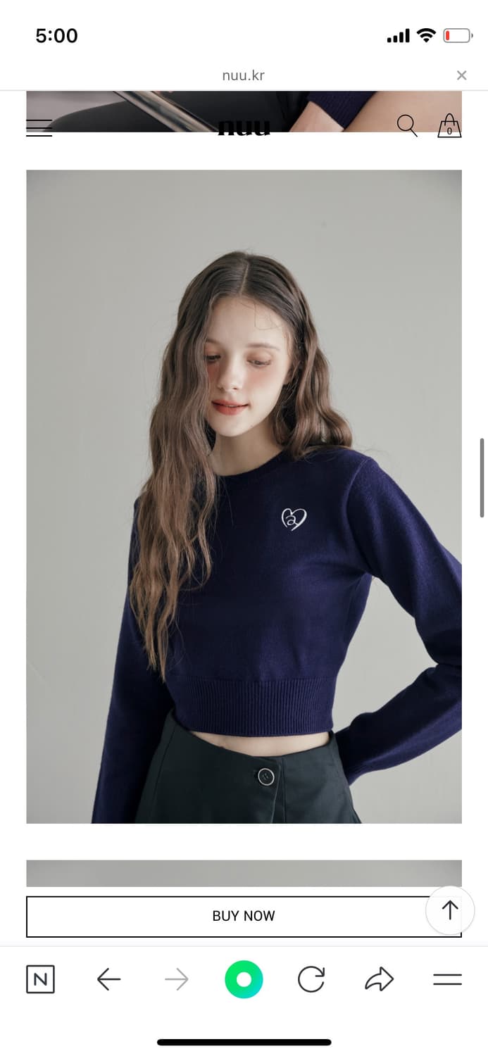 Nuu HEART CROPPED KNIT (NAVY) 상품이미지1