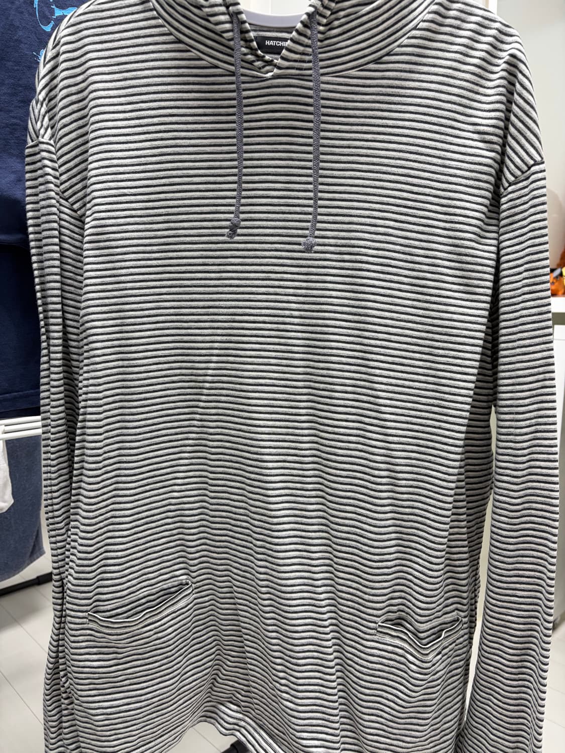 hatchingroom stripe hoodie grey 3size 상품이미지4