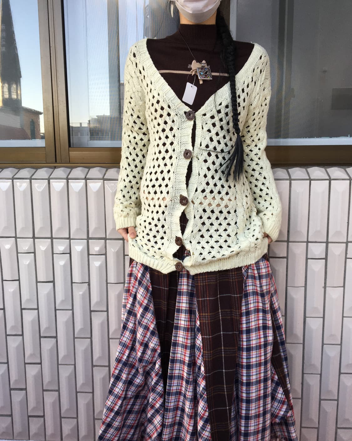 Punching pattern knit cardigan 상품이미지1