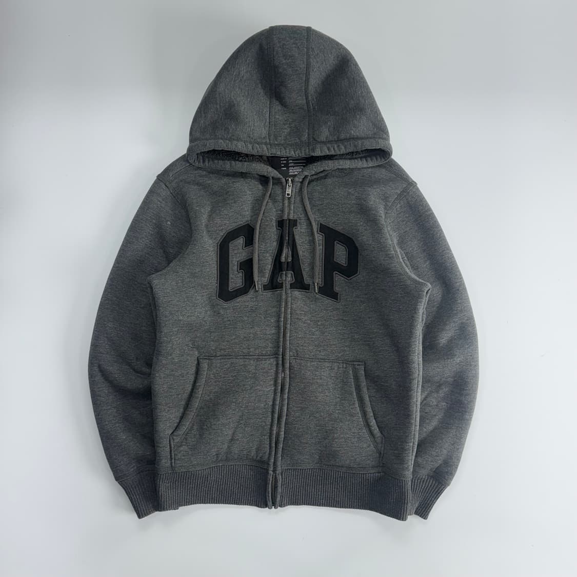 Gap 갭 차콜 로고 그레이 퍼 안감 후드집업 상품이미지3