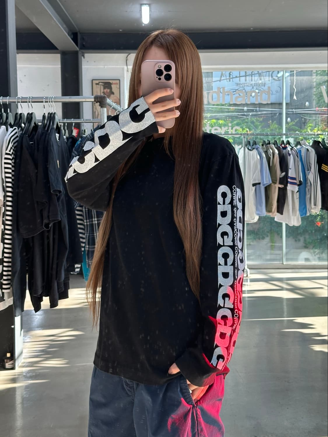 꼼데가르송 CDG 암 볼드로고 롱슬리브 블랙 상품이미지3