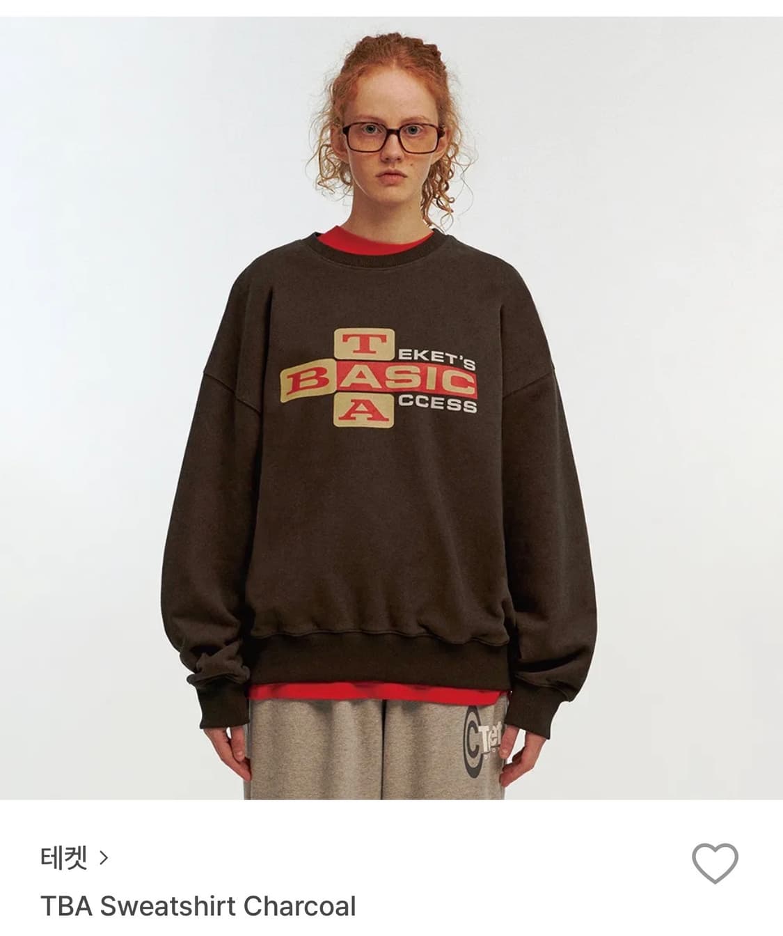 테켓 맨투맨 차콜 상품이미지1