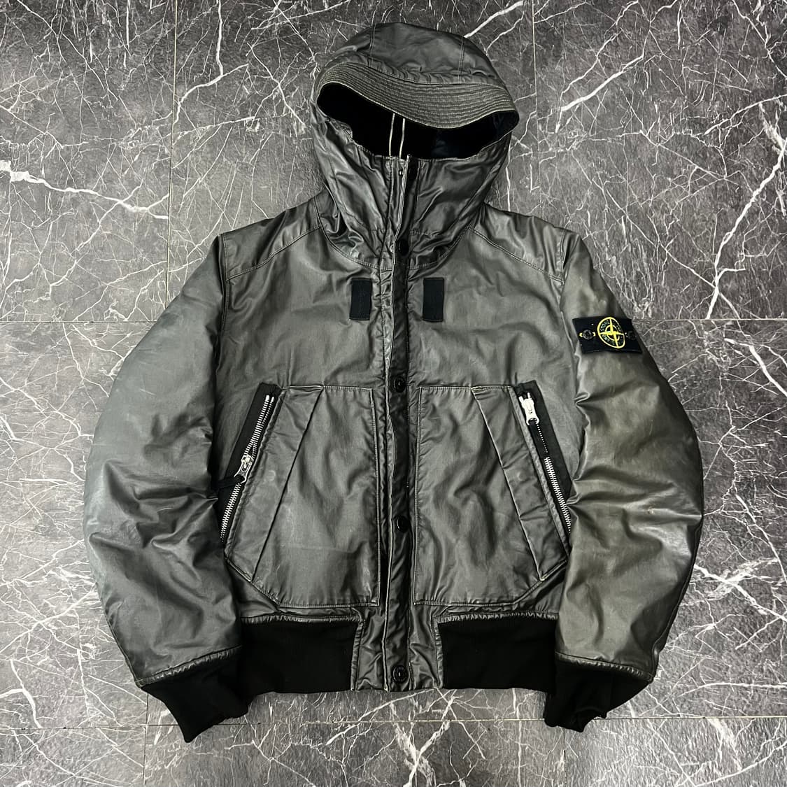 스톤아일랜드 와펜 왁스드 아이스 2 후드 자켓 상품이미지1