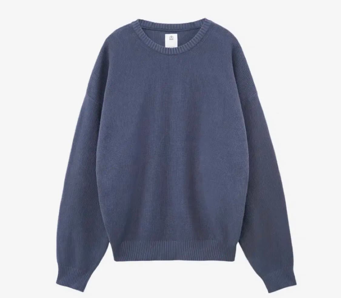 폴리테루 와플 니트 그래픽 (엘보우 엔젤) 블루 4사이즈 새상품 팝니다. 상품이미지1