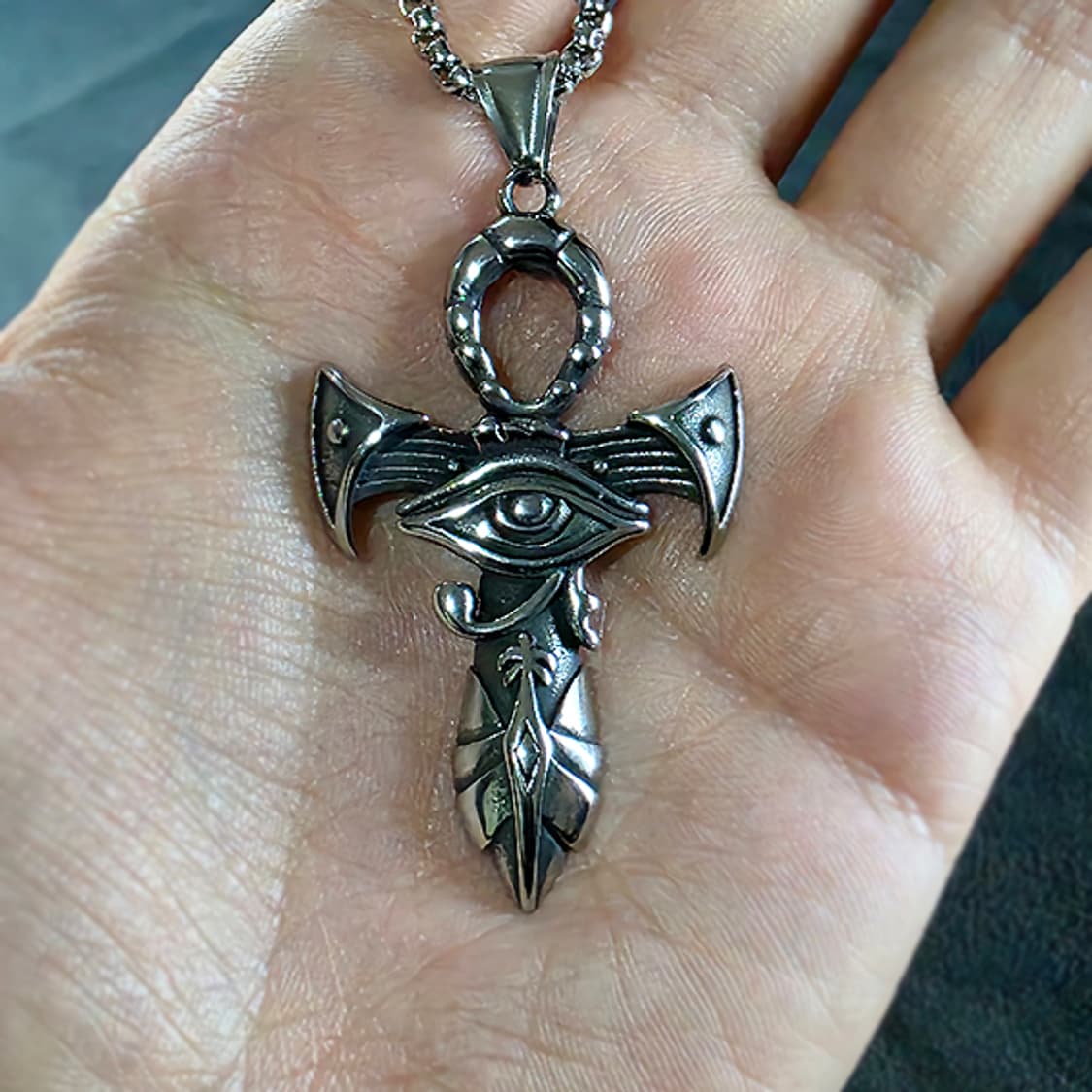 Vestige 티타늄 펜던트 빈티지 엔틱 일루미나티 앙크 눈 남자 목걸이 상품이미지7