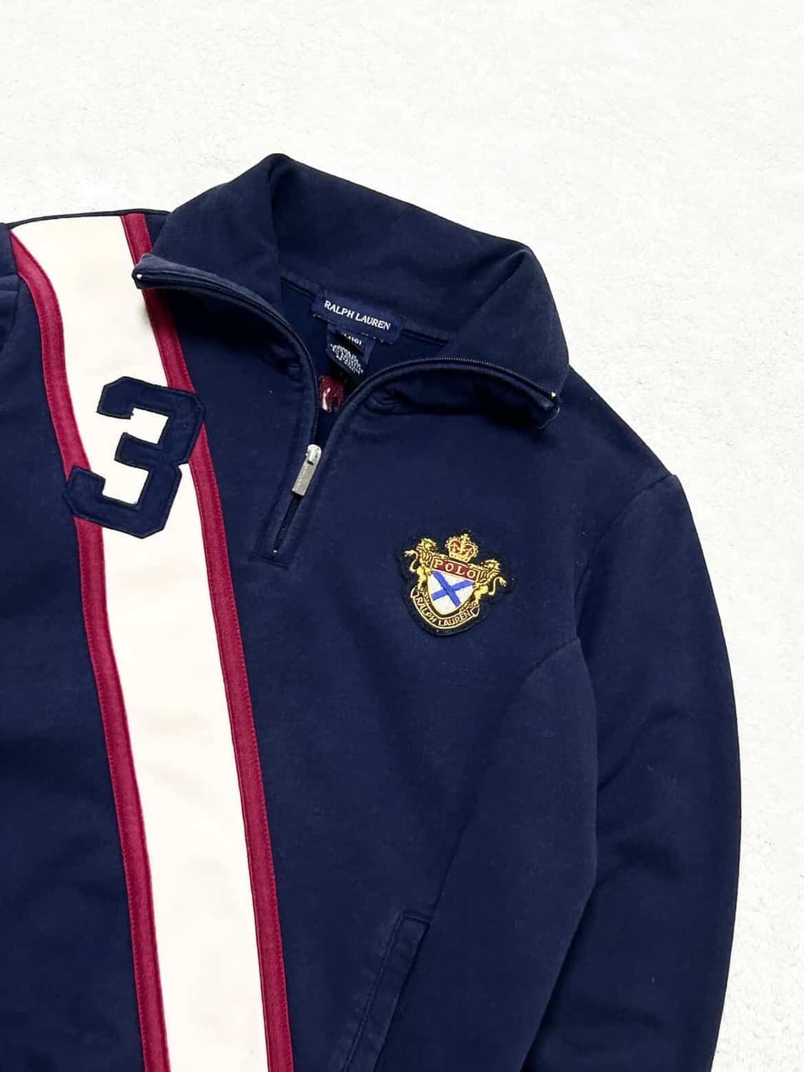 폴로 네이비 배색 코튼 반집업 상품이미지7