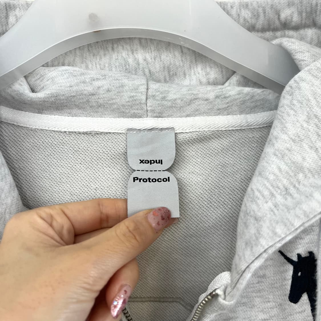 (새상품) 프로토콜 인덱스 버티보어 화이트 멜란지 후드집업 상품이미지8