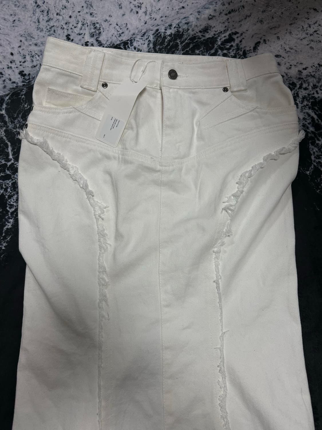 [2] 본네 워시드 데님 스커트 화이트 상품이미지3