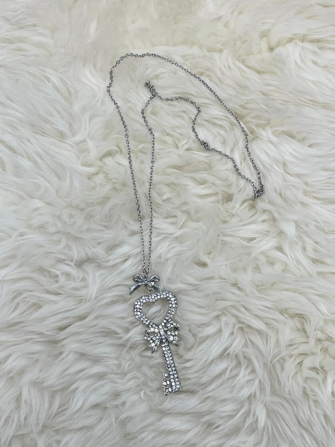 큐빅 하트 키 리본 네크리스 상품이미지3