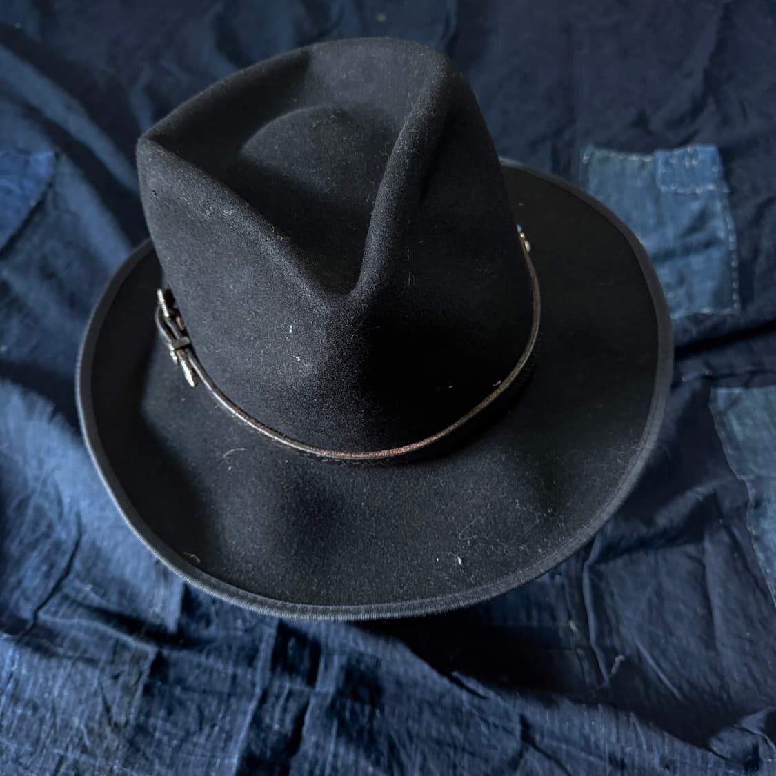 메이드인 USA 레더 터키석 스트랩 울 페도라 XL 상품이미지1