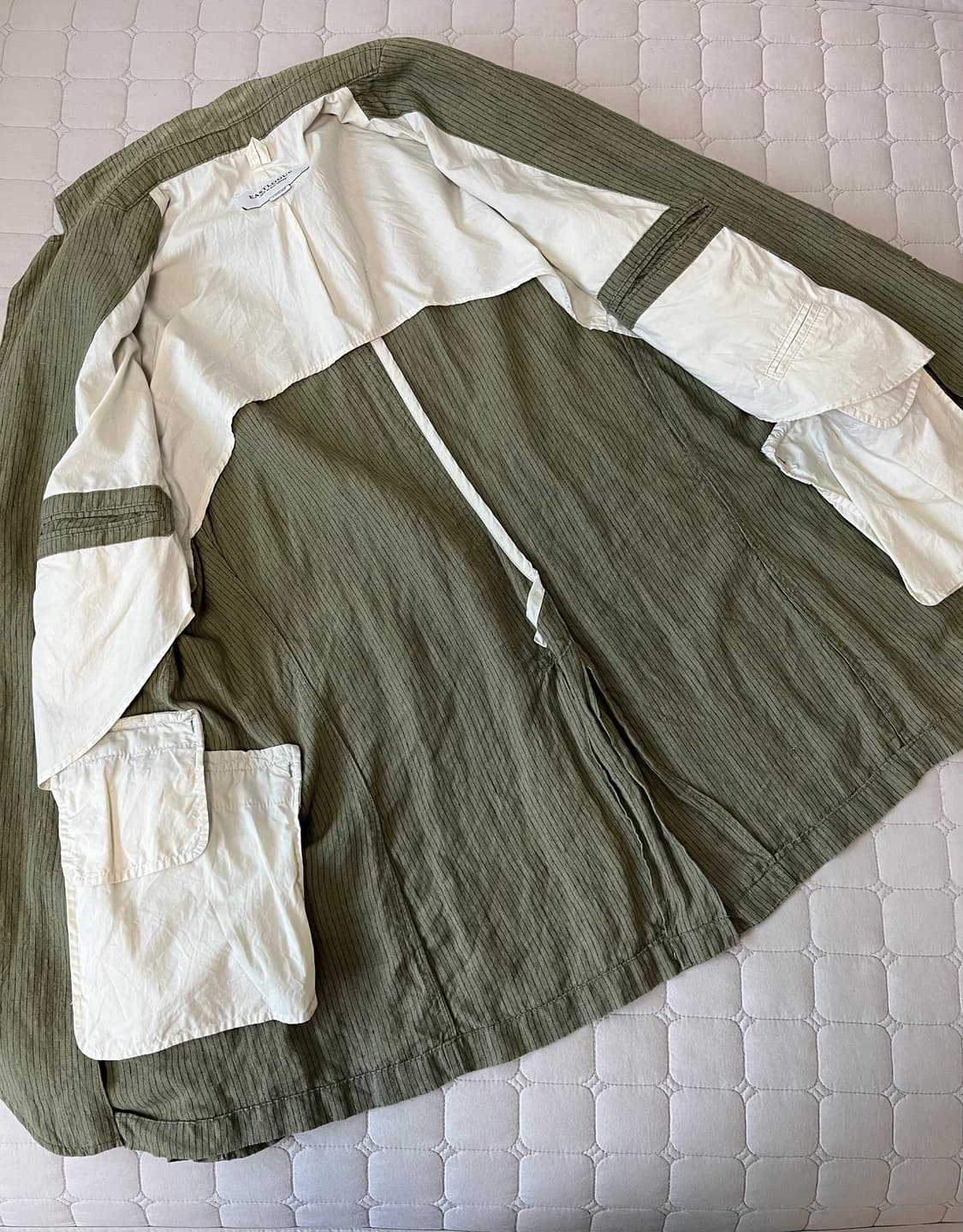 이스트로그 린넨 자켓 블레이저 올리브 스트라이프 L 상품이미지4