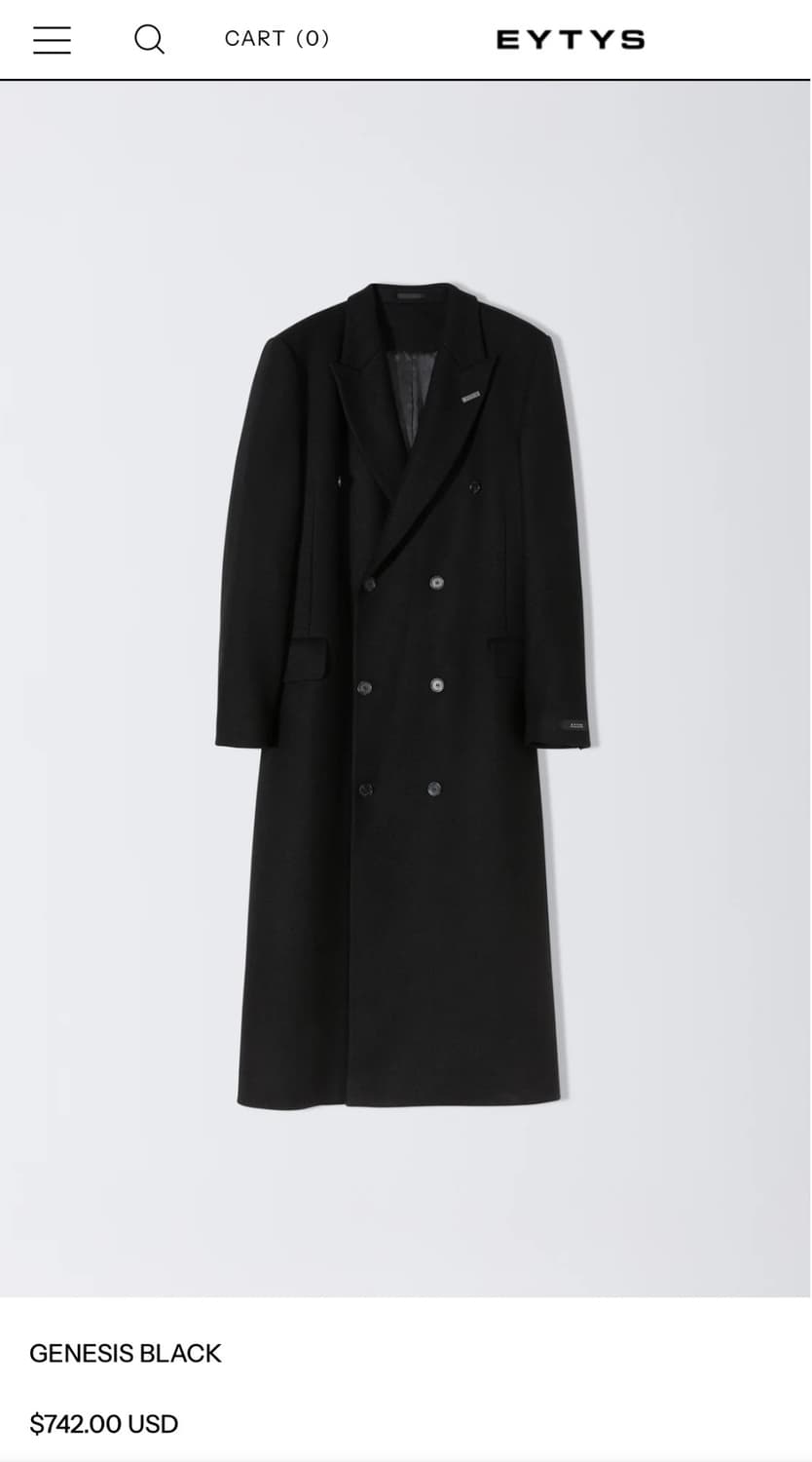 Eytys - GENESIS BLACK 롱 코트 상품이미지1