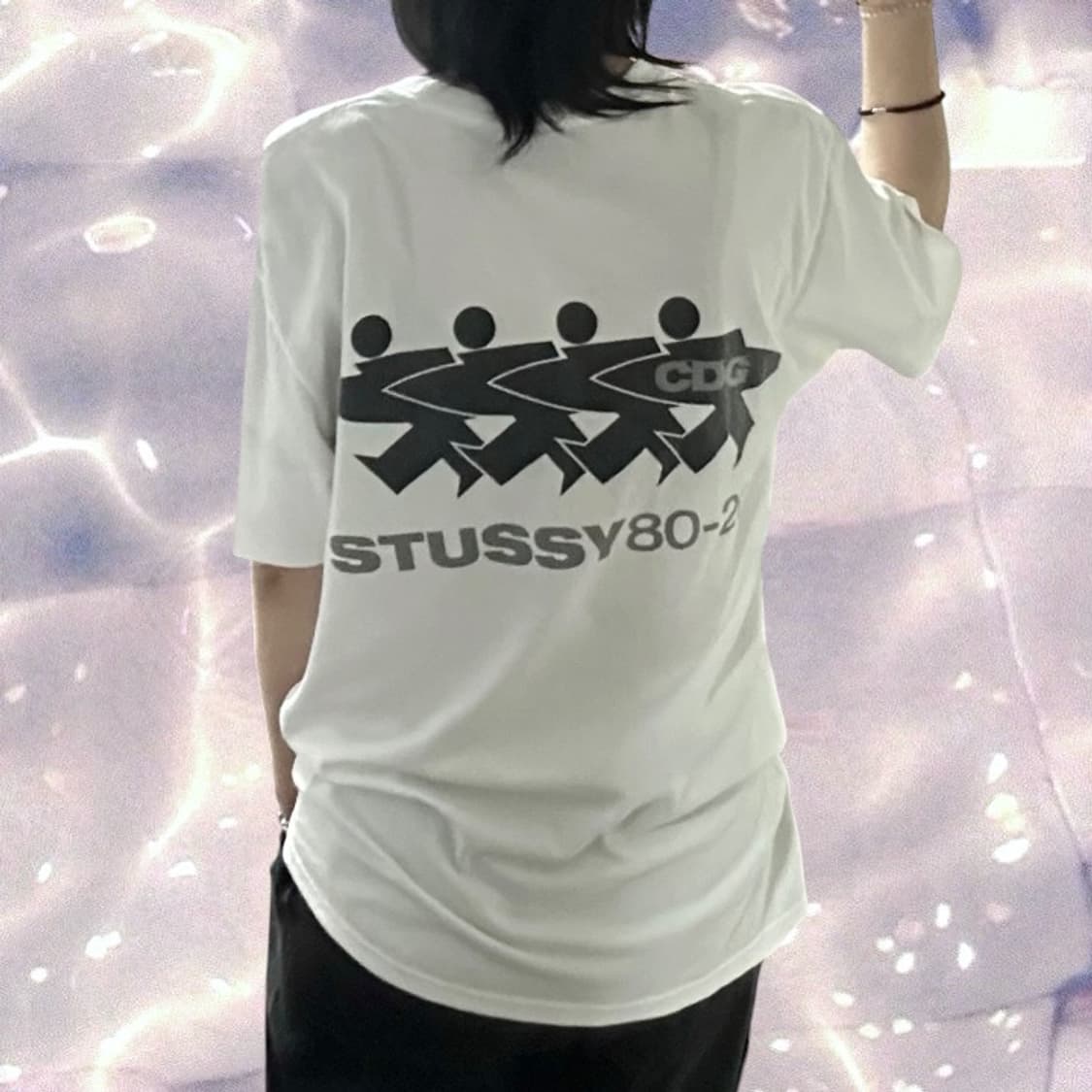 스투시 CDG 서프맨 반팔 티셔츠 화이트 M  상품이미지1