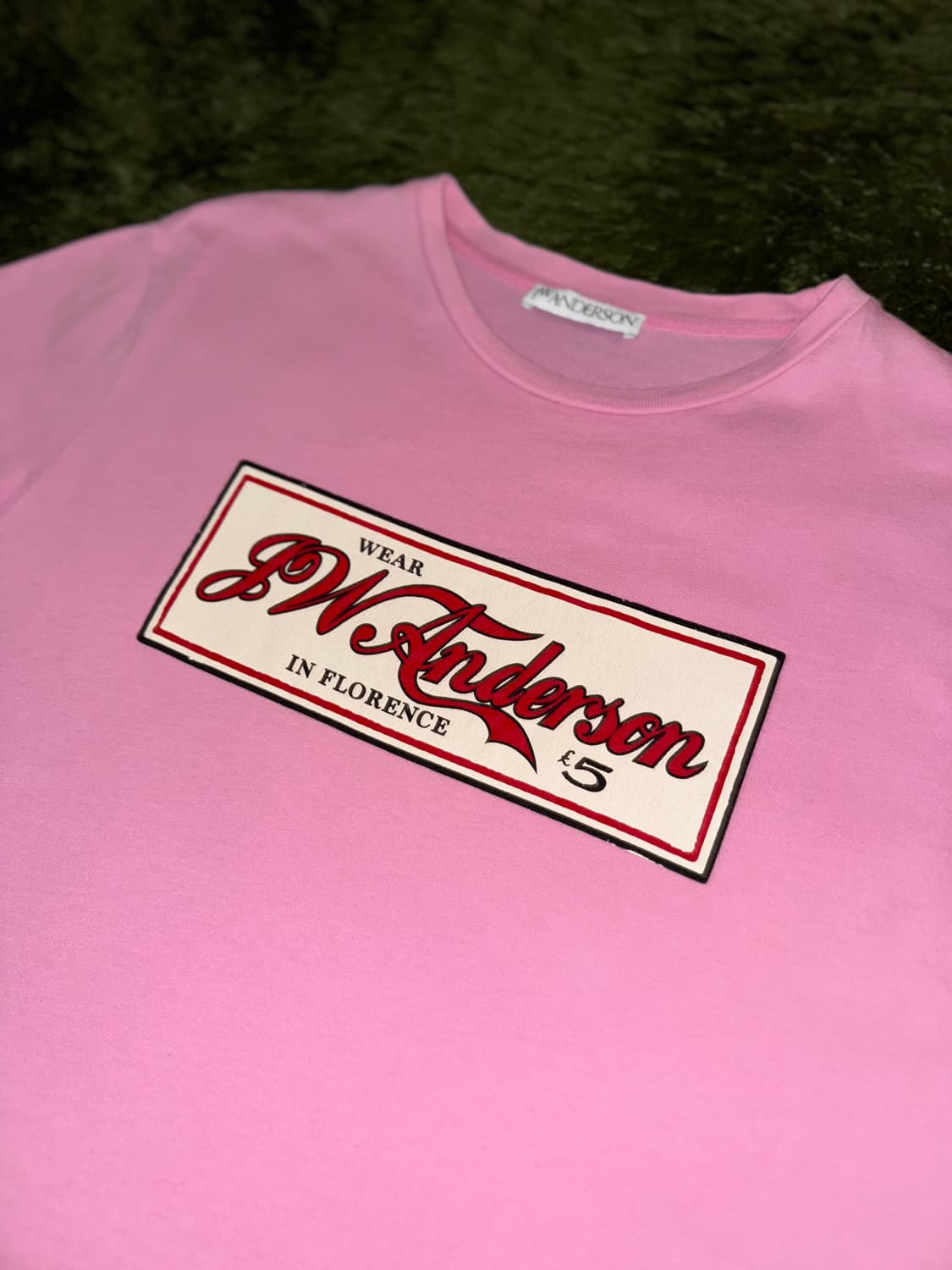 [L] JW 앤더슨 18SS 크랙 프린트 소프트 터치 티셔츠 핑크 상품이미지2