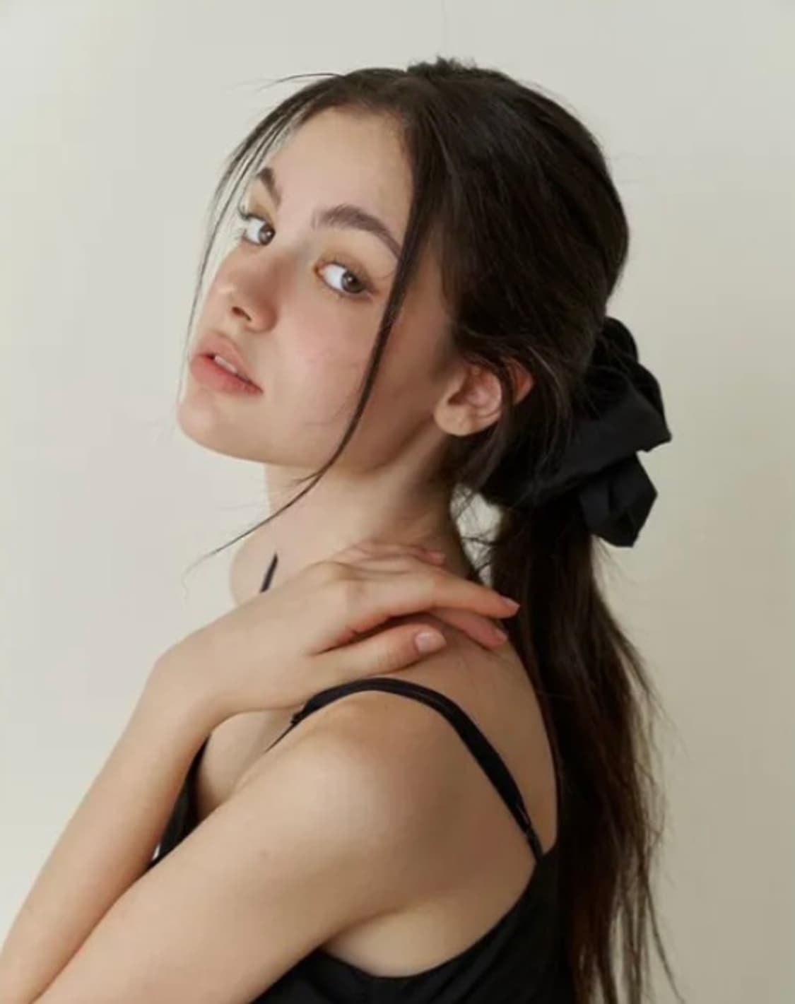 카인더베이비 basic silky 베이직 실키 코튼 블랙 스크런치 슈슈  상품이미지2