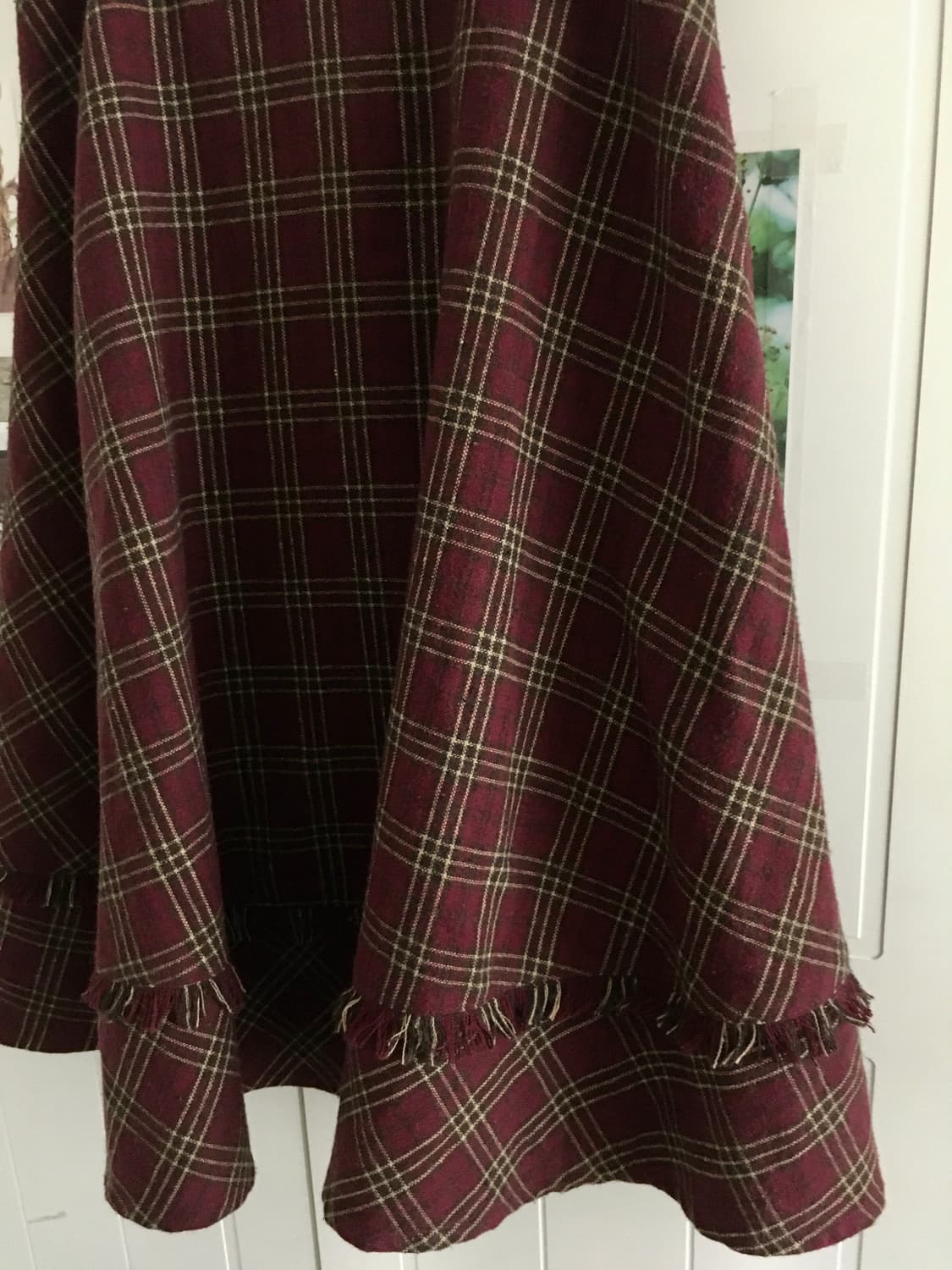 일본빈티지 체크 플레어 프린지 겨울 롱치마 스커트 하구미 모리걸 상품이미지2