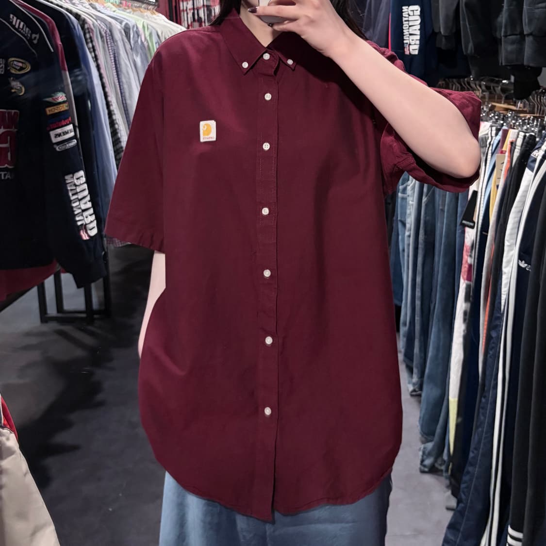  [IM] Carhartt 칼하트 반팔 셔츠 버건디 상품이미지4