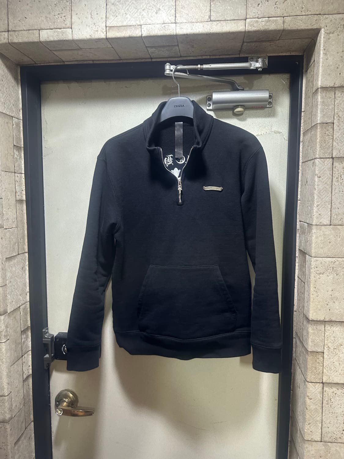 크롬하츠 세메터리 트리플 크로스 레더 하프 집업 맨투맨 상품이미지2