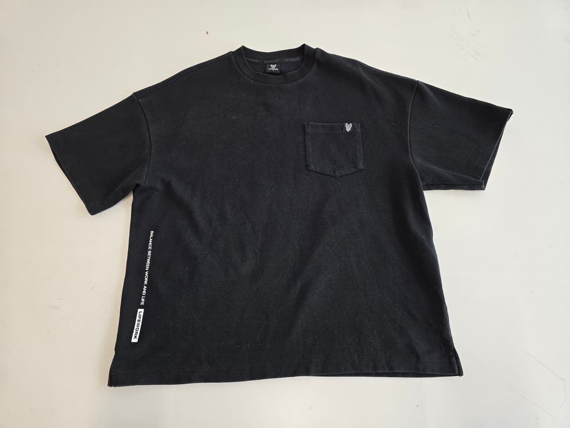 라이프워크 오버핏 원 포켓 반팔 티셔츠 블랙 L 상품이미지1