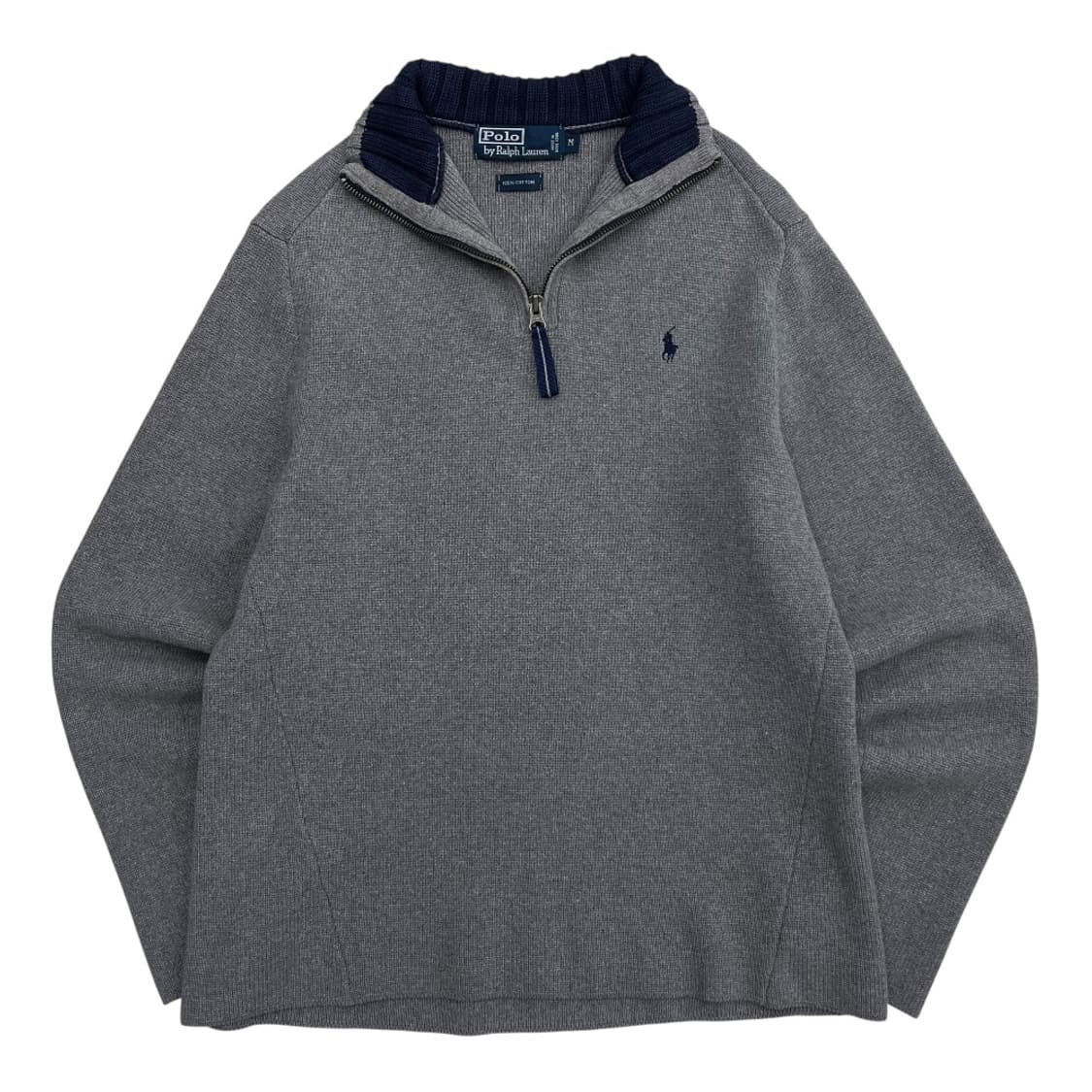 폴로 랄프로렌 네이비포니 그레이 니트 반집업 M 상품이미지2