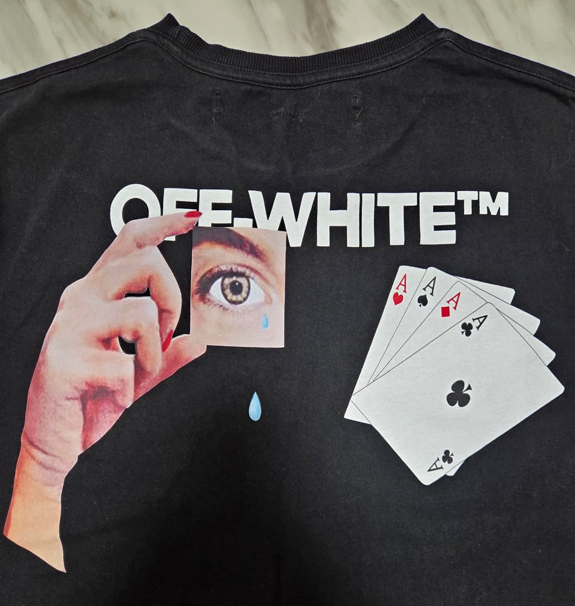 오프화이트 핸드카드 반팔 티셔츠 상품이미지4