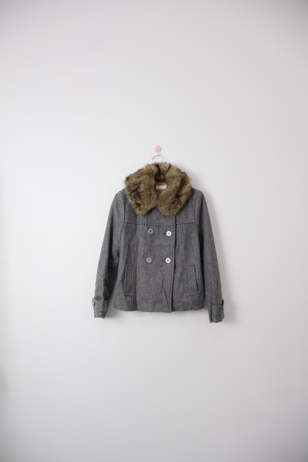 earth music Wool Blend Fur Double Coat 상품이미지4