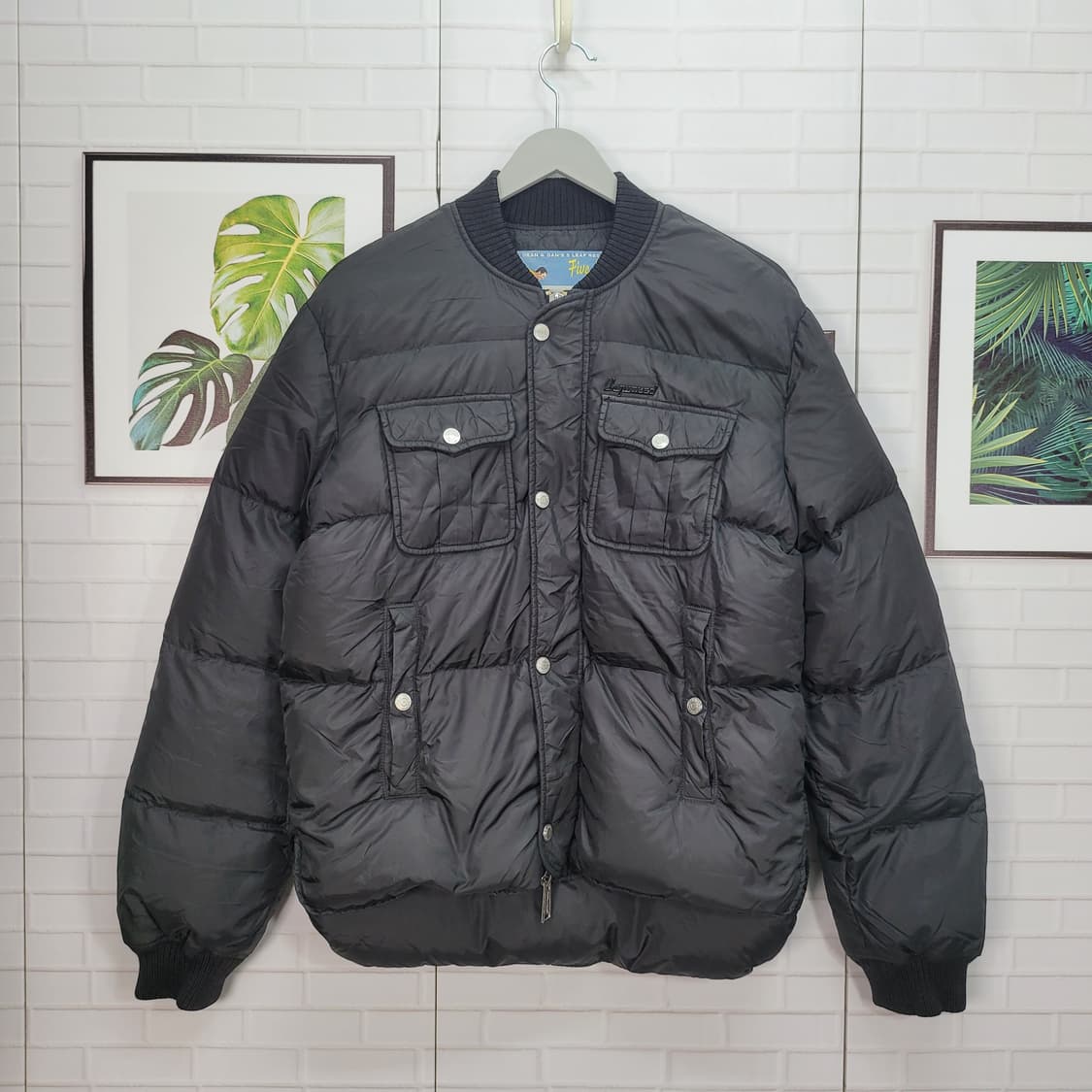 디스퀘어드 콤마이너 스틸로고 덕다운 숏 패딩 48사이즈 상품이미지1